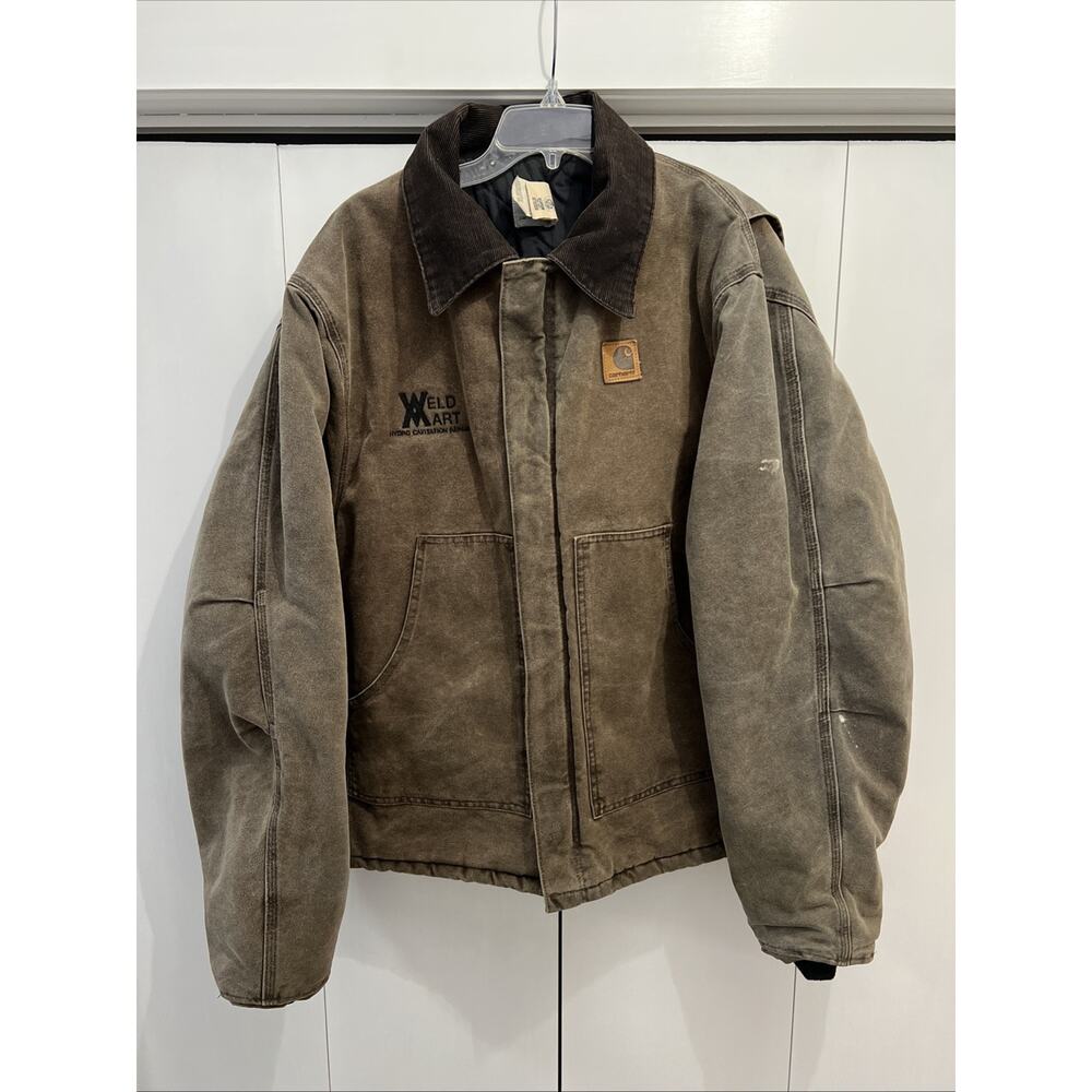 VTG Carhartt J22 CHT Chestnut Arctic Quilt-Lined Duck Work Jacket Sz XXL TALL